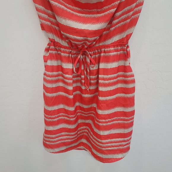 Love Ari Red & Tan Striped Draped Neck Mini Dress Women's Size Large - Picture 12 of 14